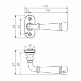 Dauby Deurklink (set van 2) type PH1830 met ovale rozet 63.5mm set van 2