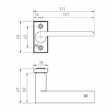 Dauby Deurklink (set van 2) type PH1920 rechthoekige rozet 63mm set van 2
