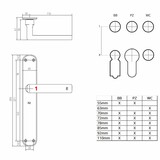 Dauby Deurklink (set van 2)  PH1930  greep met blind deurschild set van 2