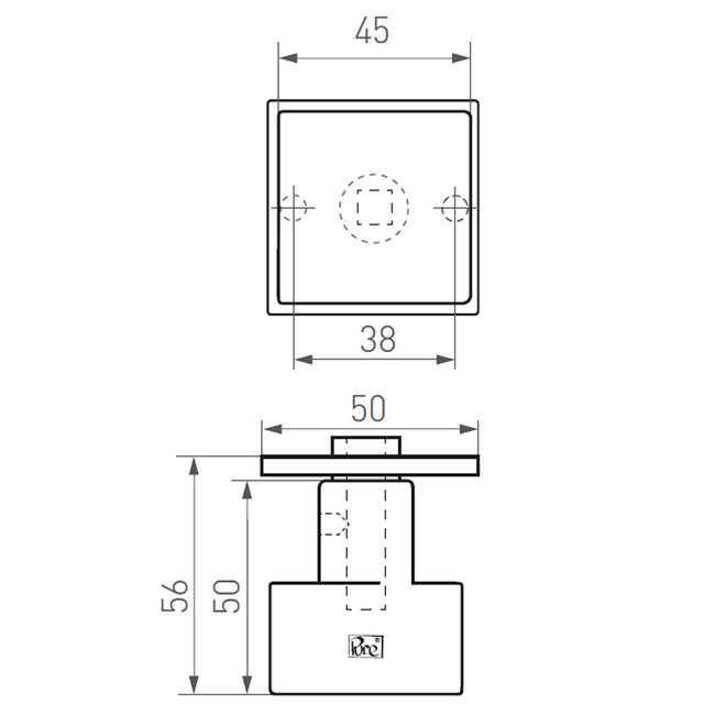 Dauby Unieke Dauby deurknop (set van 2)  vierkant + rozet 50x50mm set van 2