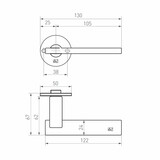 Dauby Deurklink (set van 2) type PH2017 met extra platte rozet 50 mm rond set van 2
