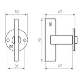 Dauby Deurklink (set van 2) T-klink type 2017 rozet 50 mm rond set van 2