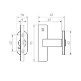 Dauby Deurklink (set van 2) T-klink type 2017 rozet 50 mm ovaalset van 2