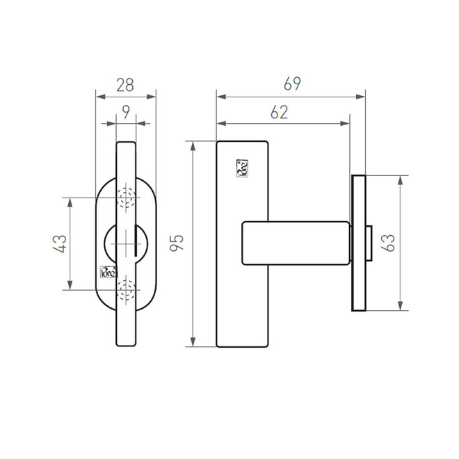 Dauby Deurklink (set van 2) T-klink type 2017 rozet 50 mm ovaalset van 2
