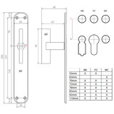 Dauby Deurklink (set van 2)  T-greep PH2017 met blind deurschild  set van 2