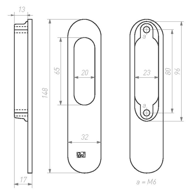 Dauby Dauby Pure Line schuifdeurkom  ovaal 148x45 mm  per stuk