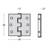 Intersteel  Modern kogellagerscharnier 89x89x2.5 vierkant kleur zwart