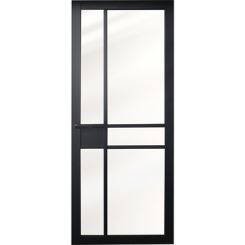 Industriële staallook stompe deur zwart incl. gelaagd glas Industriële staallook stompe deur zwart incl. gelaagd glas
