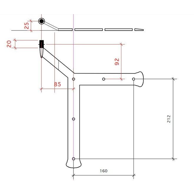 KempiQ Uniek Luikbeslag LINKS zwart metaal voor montage in hardsteen