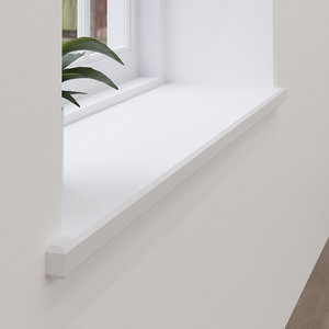 MDF vochtwerende vensterbank model Atlas wit gegrond
