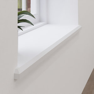 MDF vochtwerende vensterbank model Tyche wit gegrond