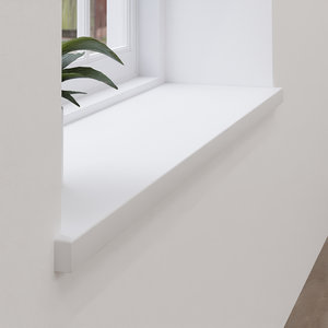 MDF vochtwerende vensterbank model Hestia wit gegrond