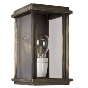 Strakke wandlamp model Carital mat brons met glasvenster