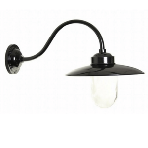 Stijlvolle buitenlamp model Saldado zwart glans met glasvenster