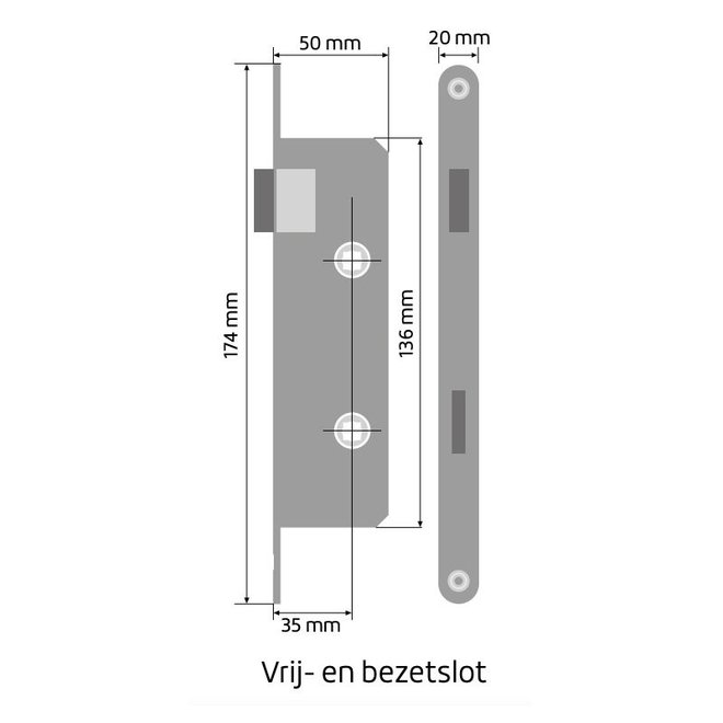 Skantrae Skantrae Slim Serie  hang- en sluitwerkset 852 met toiletslot rechthoekig