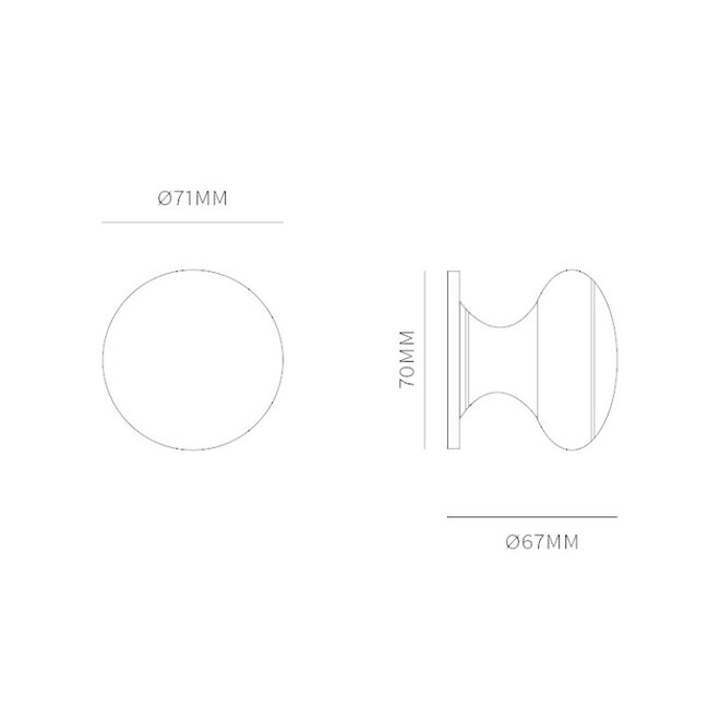KempiQ Design deurknop Getrommeld Messing model rond model Prato