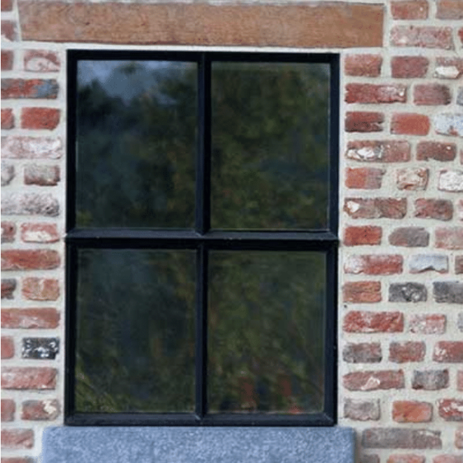 KempiQ Authentiek zwart stalen raam vast model met dubbel glas B30xH40 cm