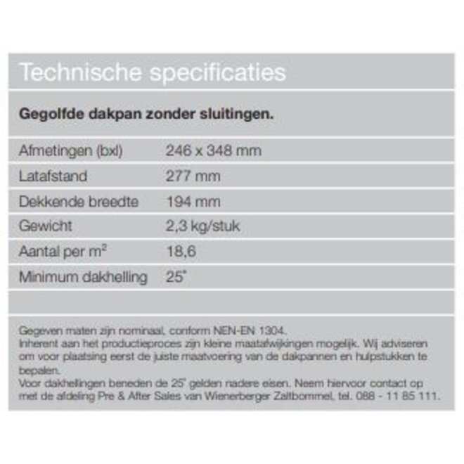 Wienerberger Dakpan Oude Holle 451 vieilli blauw gesmoord per stuk