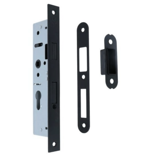 Austria Forza Smal cilinderslot voor stompe deur zwart met rechte voorplaat