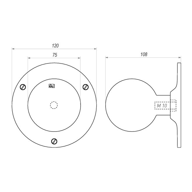 Dauby Dauby deurknop rond 120mm voor buiten type PT-70
