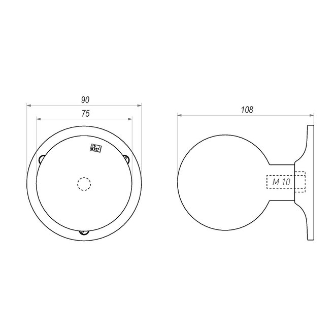 Dauby Dauby deurknop rond 90mm voor buiten type PT-70