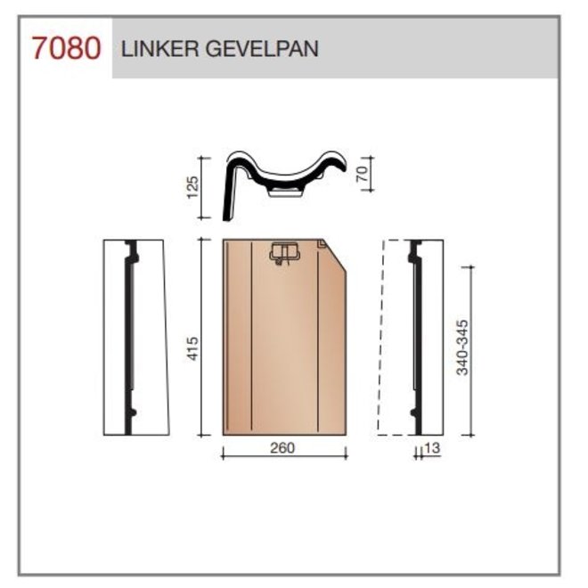 Wienerberger Wienerberger Gevelpan Oude Holle Sinus Links vieilli Rood