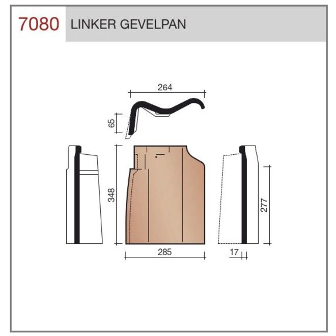 Wienerberger Wienerberger Gevelpan Links Oude Holle vieilli Rood gepatineerd