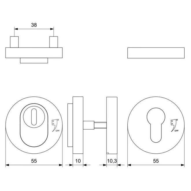 KempiQ SKG 3 cilinderrozetset zwart met kerntrekbeveiliging set van 2