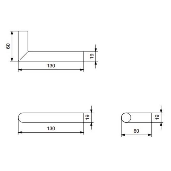 KempiQ Industrieel voordeurbeslag RVS mat zwart L-model haaks 19mm