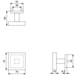 KempiQ Voordeurknop vierkant model geborsteld RVS 70x70mm