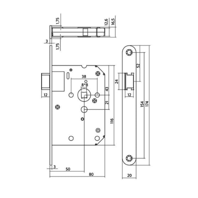 KempiQ Loopslot Nemef 1200 voorplaat zwart incl sluitplaat