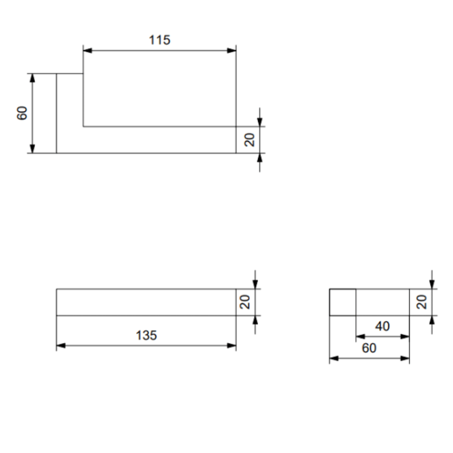 KempiQ Industrieel voordeurbeslag RVS L-model haaks 130mm
