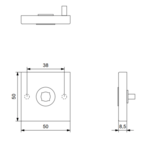 KempiQ Vierkante Click Rozet RVS geborsteld links/rechts voordeurbeslag