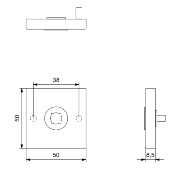 KempiQ Vierkante Click Rozet RVS geborsteld links/rechts voordeurbeslag
