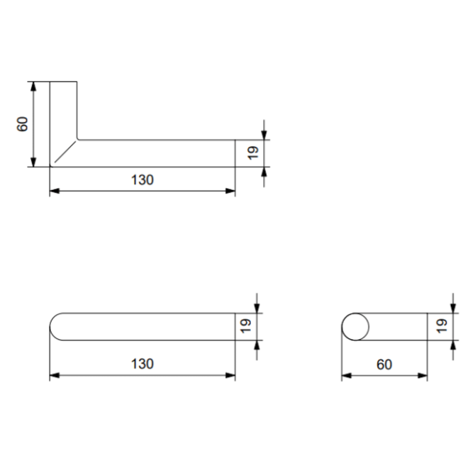 KempiQ Industrieel achterdeurbeslag RVS mat zwart L-model haaks 19mm