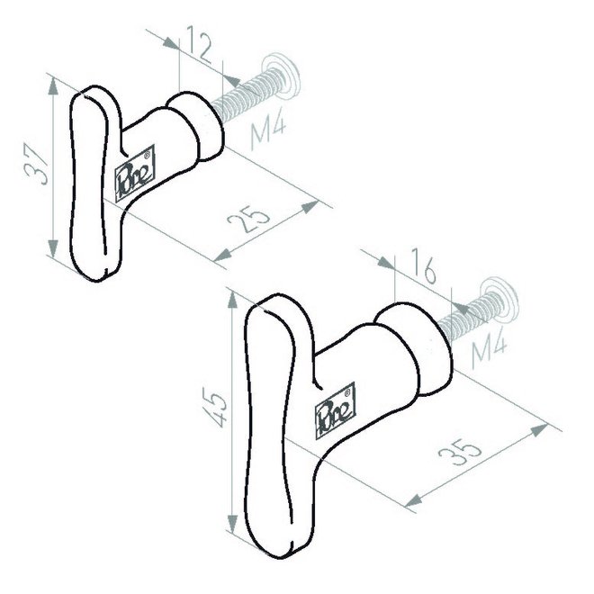 Dauby Authentieke deurgreep vlindermodel 45mm per stuk