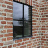 KempiQ Authentiek zwart stalen raam vast model met dubbel glas B30xH30 cm