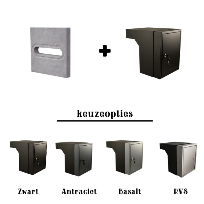 KempiQ Voordeelset Hardstenen inbouw brievenbus 4 met doorvoerbox