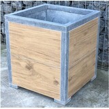 KempiQ Belgisch hardstenen bloembak  Modern vierkant Woodlook