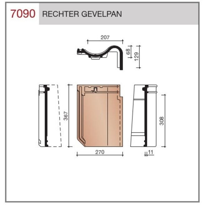 Wienerberger Wienerberger / Koramic gevelpan VHV vario Rechts natuurrood