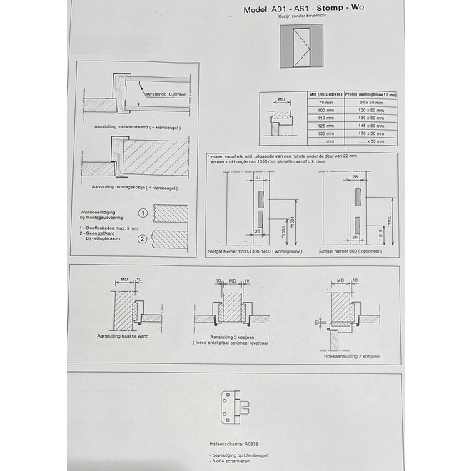 Austria Industriële staallook binnendeur stomp zwart incl. glas   - Easy fix