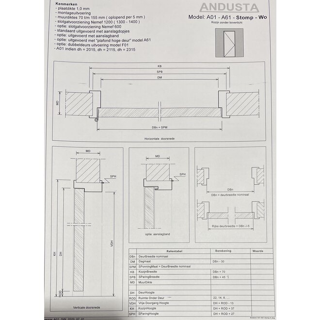 Austria Industriële staallook binnendeur stomp zwart incl. glas   - Easy fix