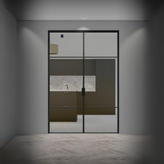 KempiQ Metaal Design stalen pui met dubbele schuifdeur