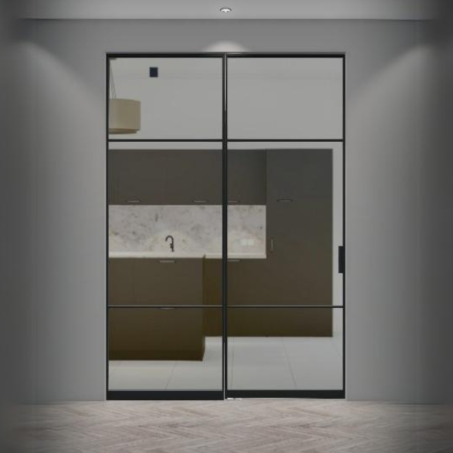 KempiQ Metaal Design stalen pui met taatsdeur met zijlicht