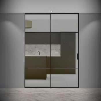 Metaal Design Stalen pui schuifdeur met zijlicht Metaal Design Stalen pui schuifdeur met zijlicht