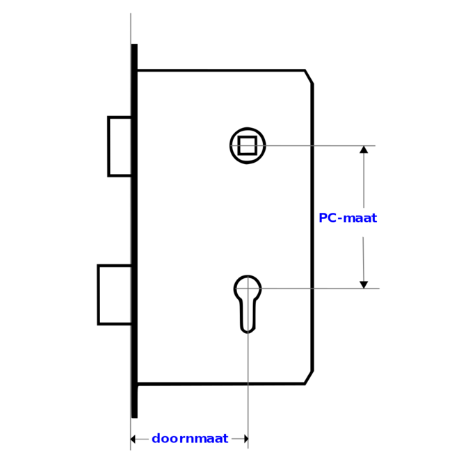 Dauby Veiligheidsbeslag klink ''Bol-vorm'' buitenzijde + type PH2017 as-maat 92mm  set van 2