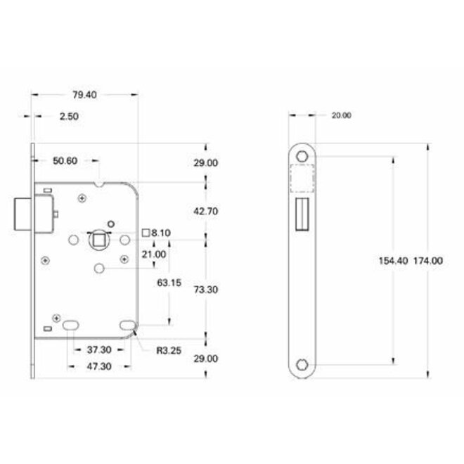 KempiQ Loopslot magnetisch Nemef 1200 voorplaat RVS