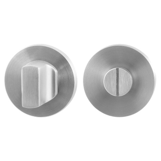 Ten Hulscher Toiletbeslag rond RVS geborsteld 50x8mm stift 8mm