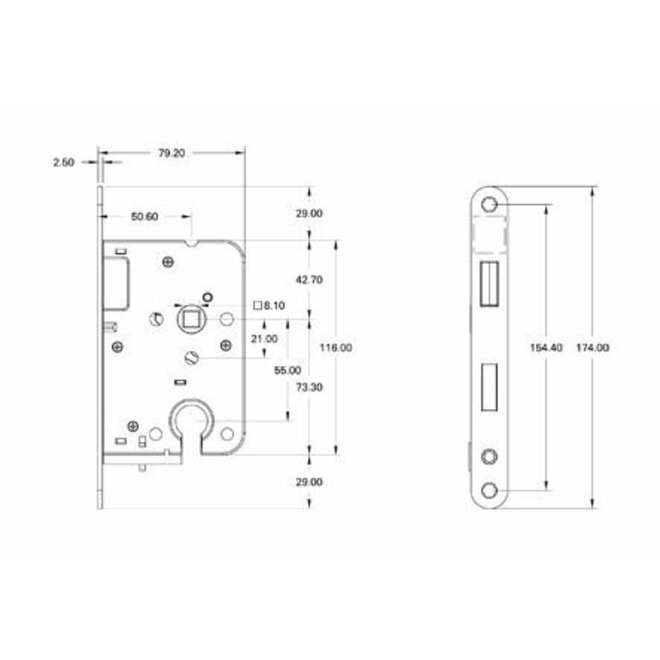 KempiQ Cilinderslot magnetisch Nemef 1200 voorplaat zwart