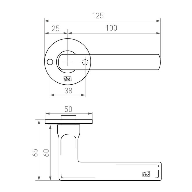 Dauby Dauby Deurklink PH1920 /50F rozet rond 50 mm (set van 2)